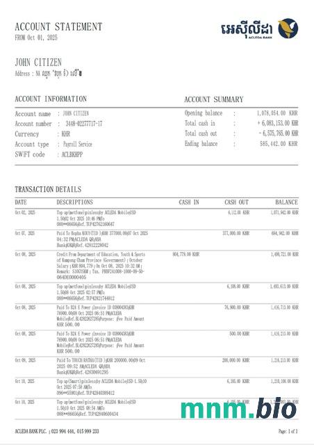 Szablon wyciągu bankowego Cabo Verde Banco Inter-Atlântico w programie Word i PDF